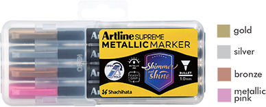 Supreme Metallic Markers Gold, Silver, Bronze, Met. Pink 4-Pack