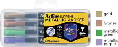 Supreme Metallic Markers Gold, Bronze, Met. Green, Met. Purple 4-Pack