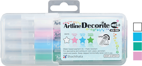 Decorite 3.0mm Flat Nib Pastel Set 4-Pack