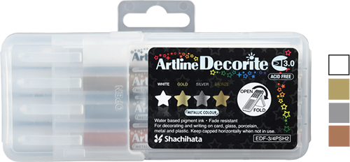 Decorite 3.0mm Flat Nib Metallic Set 1 4-Pack