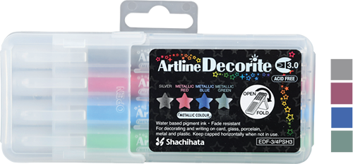 Decorite 3.0mm Flat Nib Metallic Set 2 4-Pack