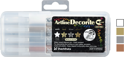 Decorite Brush Nib Metallic Set 1 4-Pack