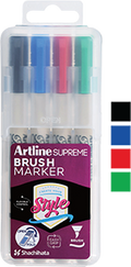 Supreme Brush Nib Black, Blue, Red, Green 4-Pack