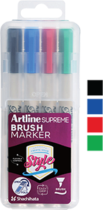 Supreme Brush Nib Black, Blue, Red, Green 4-Pack