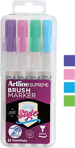 Supreme Brush Nib Purple, Pink, Yellow Green, Light Blue 4-Pack