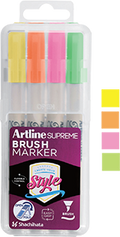 Supreme Brush Nib Fluoro. Purple, Orange, Pink, Green 4-Pack
