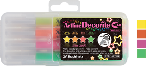 Decorite 1.0mm Bullet Nib Neon Set 4-Pack