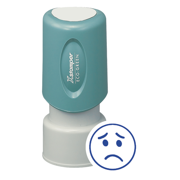 SAD FACE Pre-Inked Xstamper Round Stock Stamp 5/8" Diameter