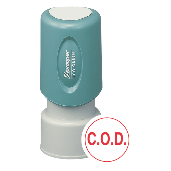 C.O.D. Pre-Inked Xstamper Round Stock Stamp 5/8" Diameter