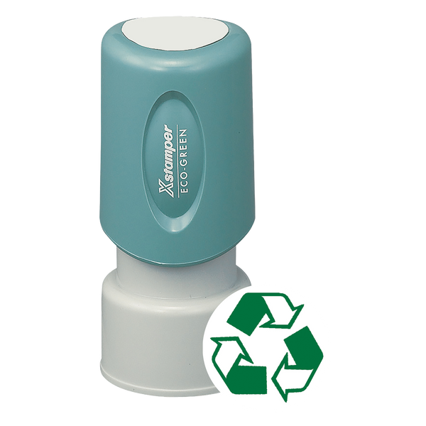RECYCLED SYMBOL Pre-Inked Xstamper Round Stock Stamp 5/8" Diameter