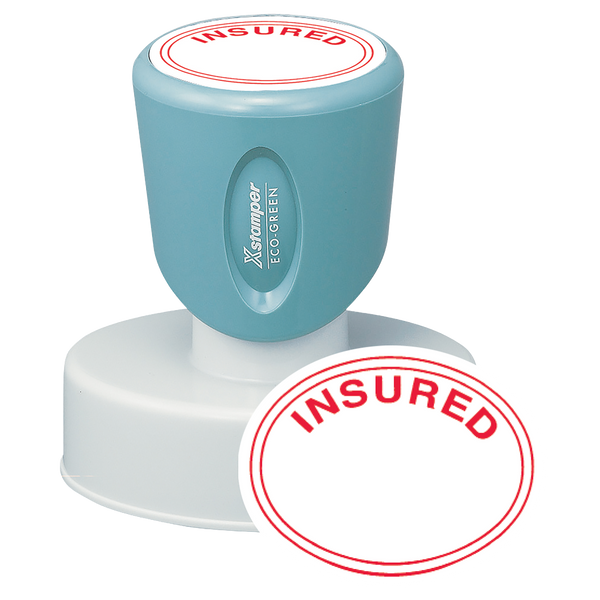 INSURED Pre-Inked Xstamper Oval Stock Stamp 1-3/16" x 1-3/4"