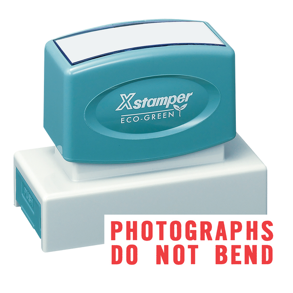 PHOTOGRAPHS DO NOT BEND Pre-Inked Xstamper Jumbo Stock Stamp 7/8" X 2-3/4"