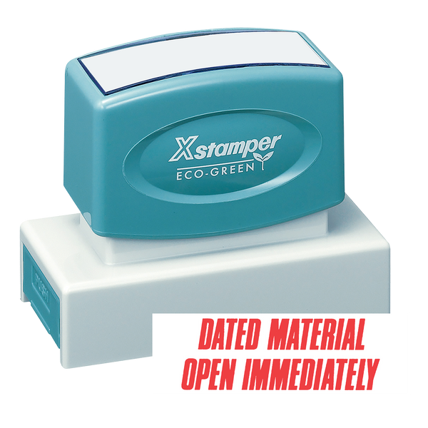 DATED MATERIAL OPEN IMMEDIATELY Pre-Inked Xstamper Jumbo Stock Stamp 7/8" X 2-3/4"
