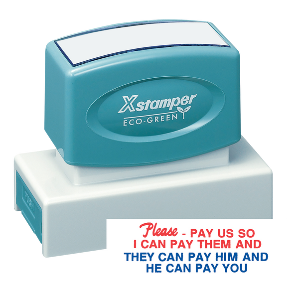 PLEASE PAY US Pre-Inked Xstamper Jumbo Stock Stamp 7/8" X 2-3/4"