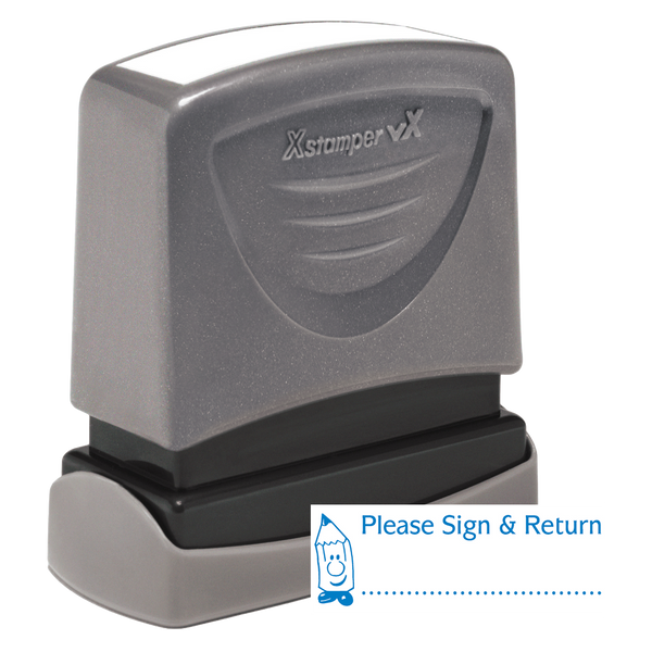 PLEASE SIGN & RETURN Pre-Inked Xstamper vX Stock Teacher Stamp 1/2" x 1-5/8"