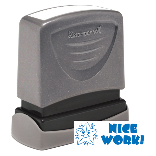 NICE WORK! Pre-Inked Xstamper vX Stock Teacher Stamp 1/2" x 1-5/8"