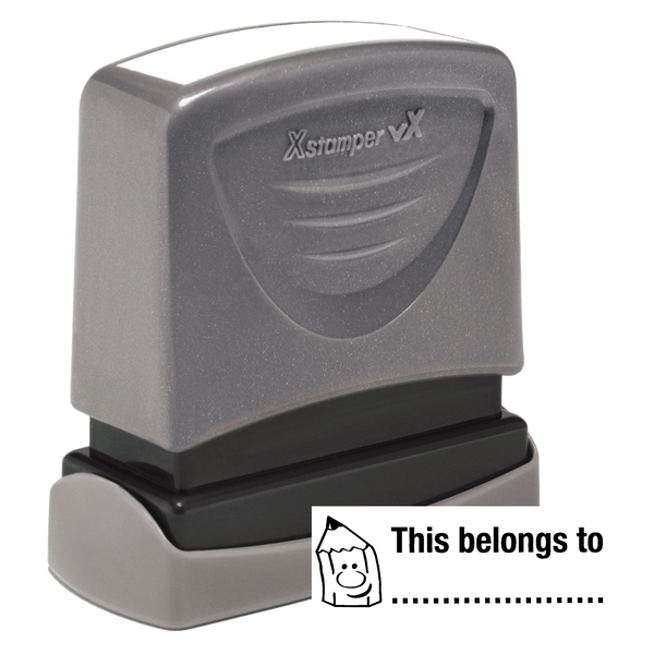 THIS BELONGS TO Pre-Inked Xstamper vX Stock Teacher Stamp 1/2" x 1-5/8"