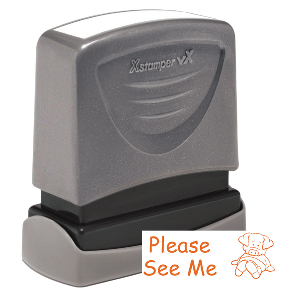 PLEASE SEE ME Pre-Inked Xstamper vX Stock Teacher Stamp 1/2" x 1-5/8"