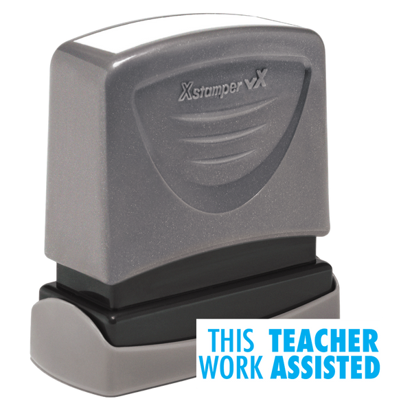 THIS WORK TEACHER ASSISTED Pre-Inked Xstamper vX Stock Teacher Stamp 1/2" x 1-5/8"