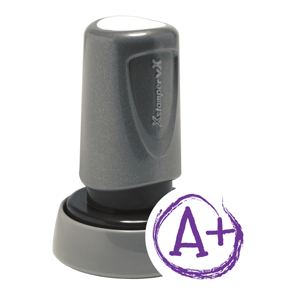 A+ Pre-Inked Xstamper vX Round Stock Teacher Stamp 7/8" Diameter