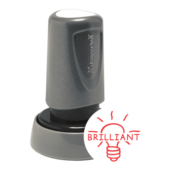 BRILLIANT Pre-Inked Xstamper vX Round Stock Teacher Stamp 7/8" Diameter