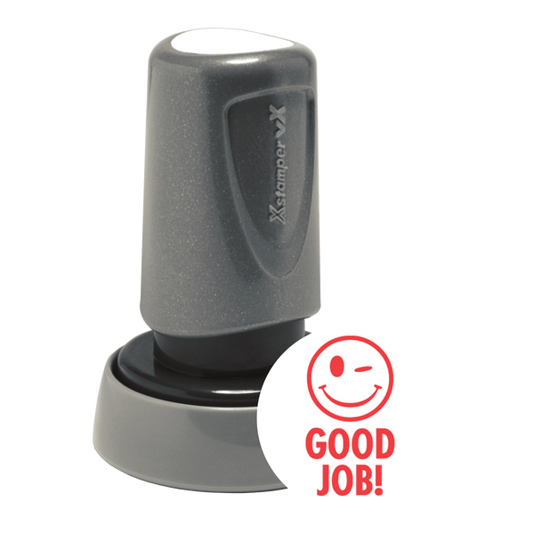 GOOD JOB! Pre-Inked Xstamper vX Round Stock Teacher Stamp 7/8" Diameter