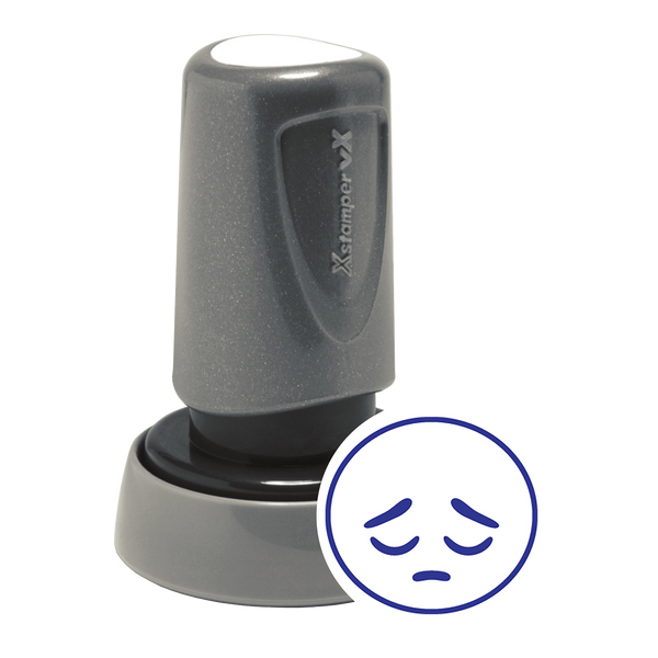 DISAPPOINTED FACE Pre-Inked Xstamper vX Xpressions Round Stock Stamp 7/8" Diameter