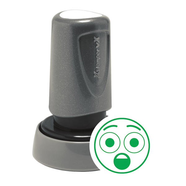 SURPRISED FACE Pre-Inked Xstamper vX Xpressions Round Stock Stamp 7/8" Diameter