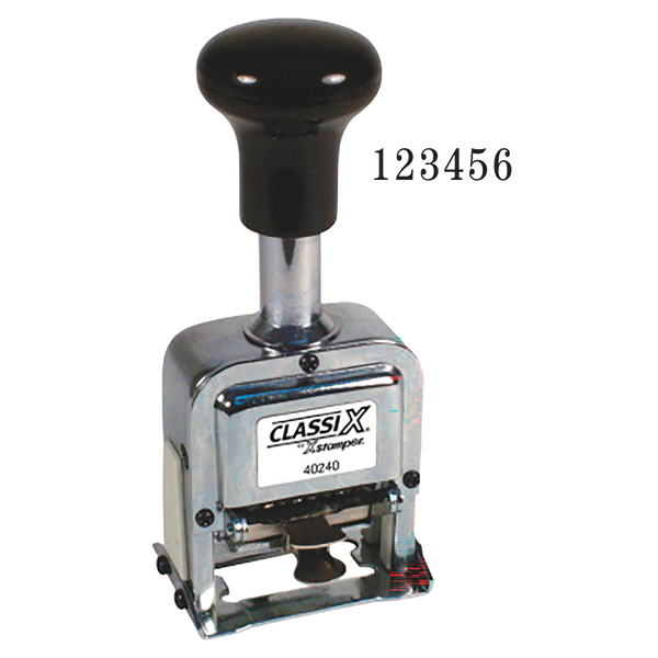 Automatic 6-Band Number Stamp, Metal, 1/4" x 15/16"
