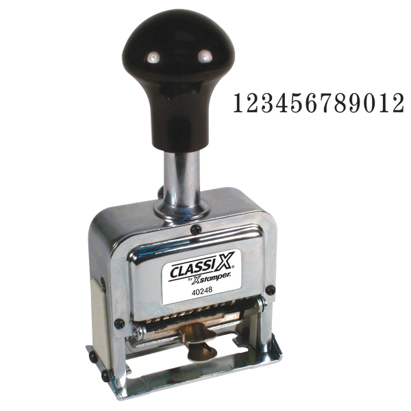 Automatic 12-Band Number Stamp, Metal, 1/4" x 1-5/8"