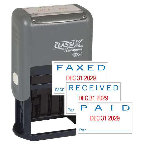 REC'D/PAID/FAX'D Dater 1" x 1-1/2" Plastic Self-Inking