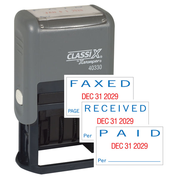 REC'D/PAID/FAX'D Dater 1" x 1-1/2" Plastic Self-Inking