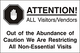 79001 ATTENTION! ALL Visitors/Vendors 12" x 18"