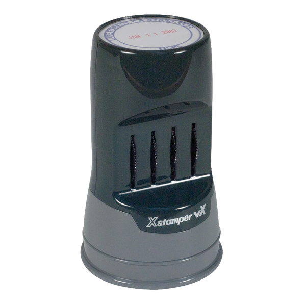 C85 - Xstamper vX Pre-Inked Round Date Stamp 1-5/16" Diameter