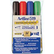 Dry Safe 2.-5.mm Chisel 4pk Whiteboard Markers EK-519 (Assorted)