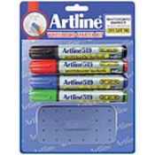 Dry Safe 2.-5.mm Chisel 4pk Whiteboard Markers with Eraser EK-519 (Assorted)