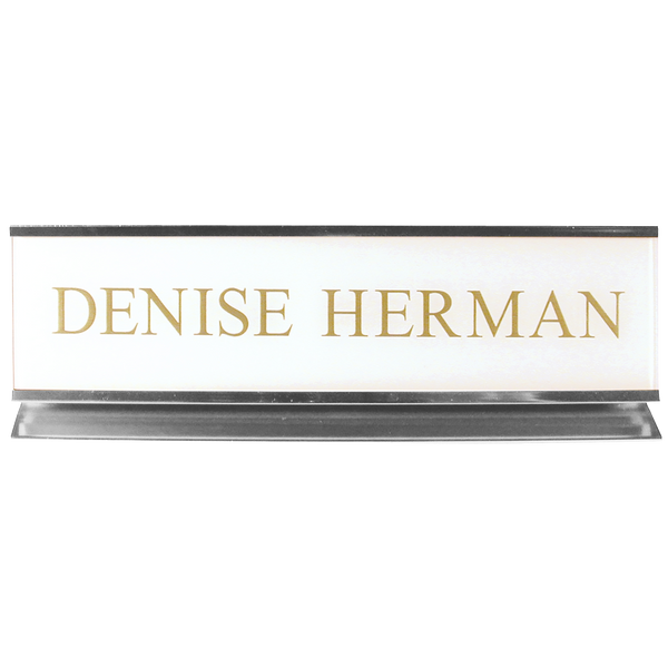 K51 - Pedestal Aluminum Desk Sign - (SILVER) Frame 2" x 8"