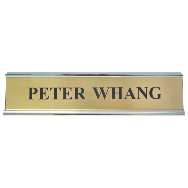 K61 Double-Sided Desk Sign Silver Frame 2" x 8"