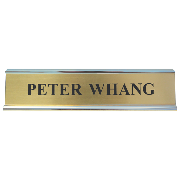 K66 Double-Sided Desk Sign Silver Frame 2" x 10"