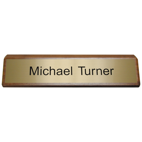 K81 - Plastic Nameplate Mounted on Wood 2" x 10"