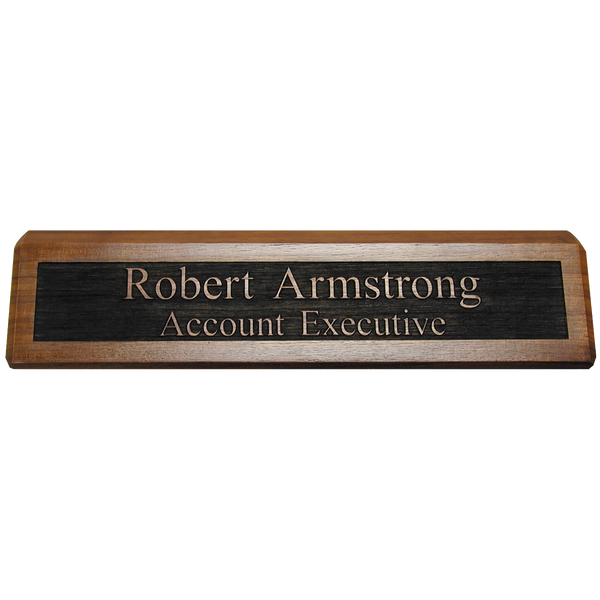 K85 - Reverse Engraved Desk Sign - (WALNUT) Base 2" x 10"
