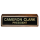 K86 - Black Brass Plate Desk Sign - Mounted on a (WALNUT) Wood Base 2" x 8"