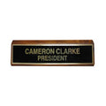 K86 - Black Brass Plate Desk Sign - Mounted on a (WALNUT) Wood Base 2" x 8"