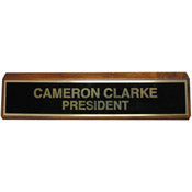 K89 - Black Brass Plate Sign - Mounted on (WALNUT) Wood Base 2" x 10"