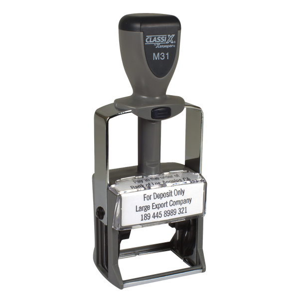 M31 - ClassiX Self-Inking Steel Message Stamp 1-1/8" x 1-5/8"