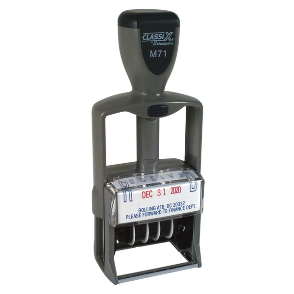 M71 - ClassiX Self-Inking Plastic Date Stamp 1-1/8" x 1-5/8"