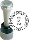 N95-832 - Round Date Stamp with Vertical Date Format 1-1/8" Diameter