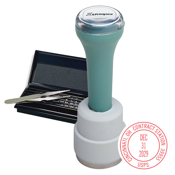 N95 - Round Date Stamp with Vertical Date Format 1-1/8" Diameter